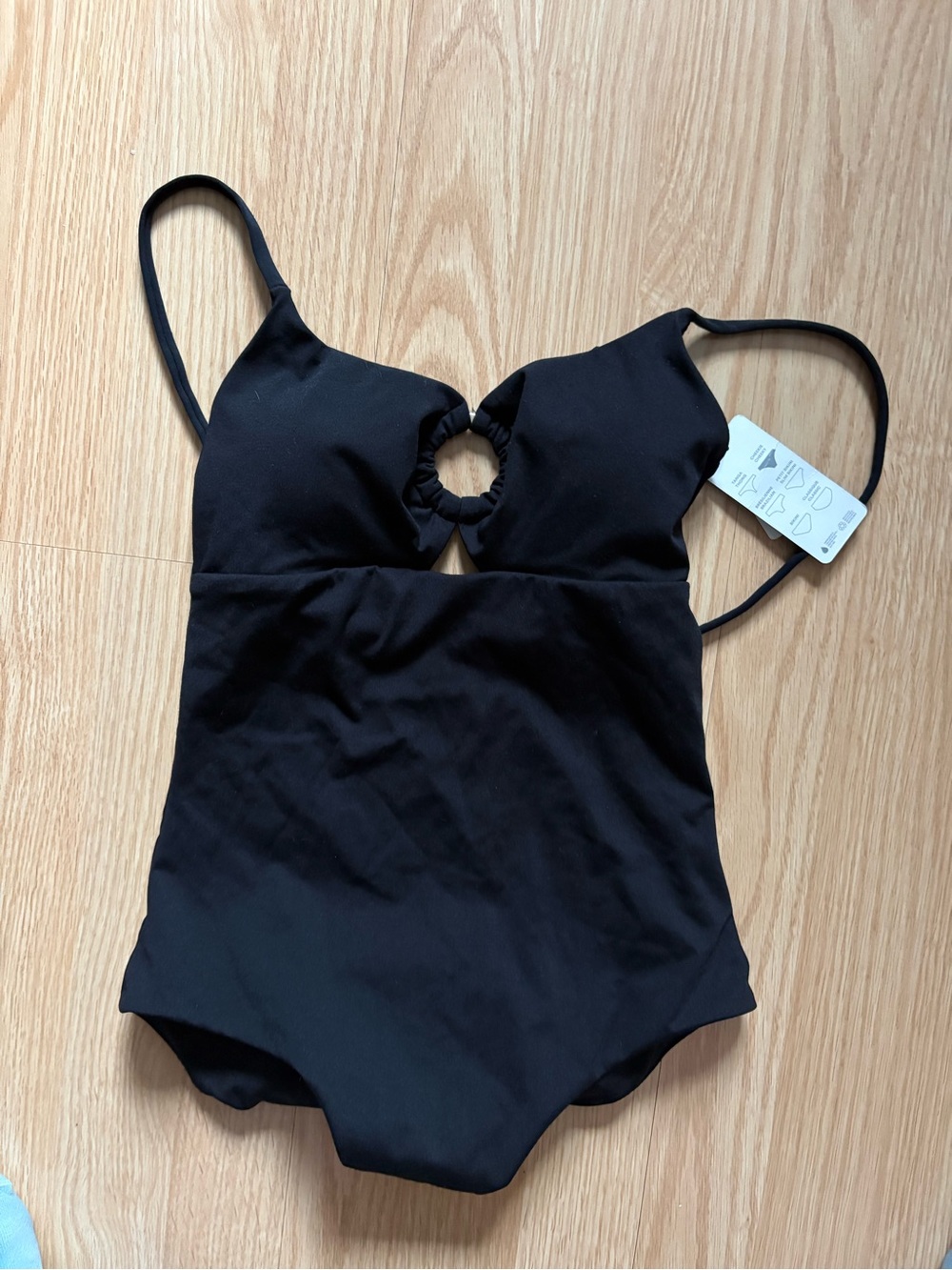 Classic Black One-Piece Swimsuit with Front Ring Cutout